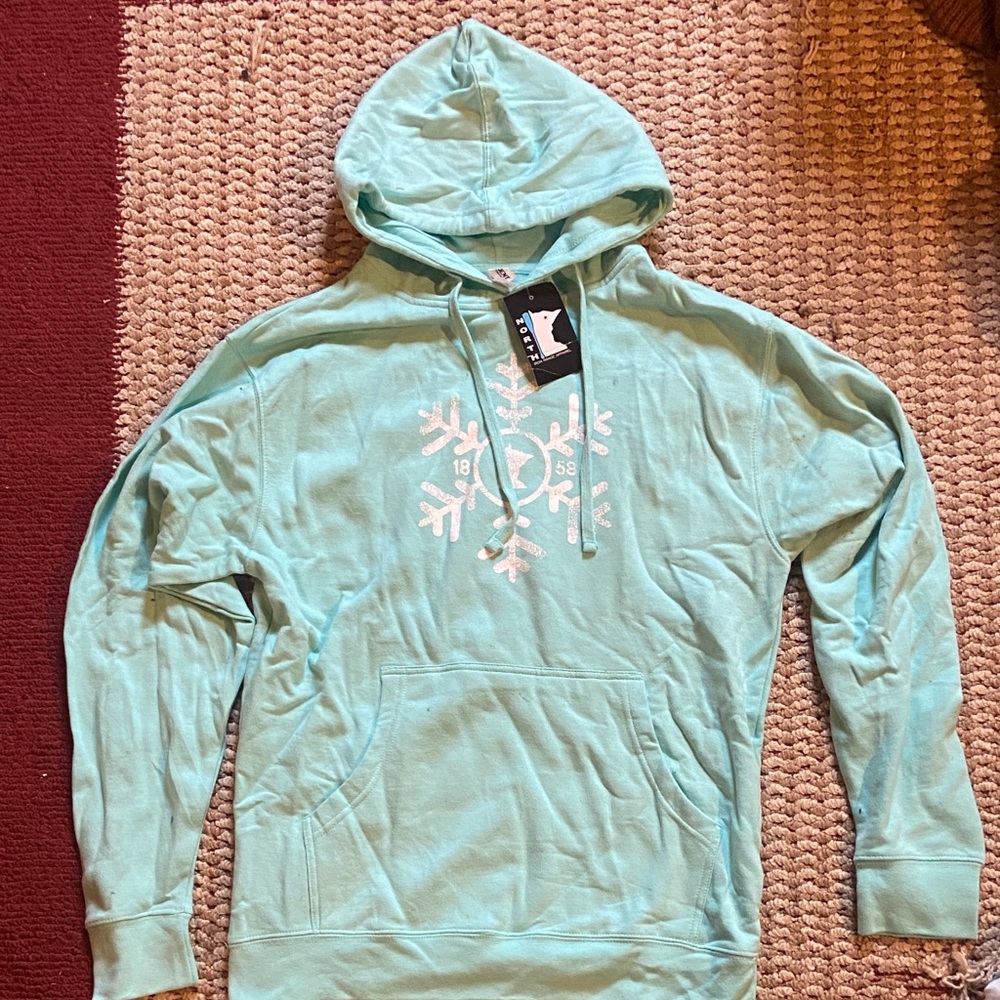 Mint Green Hoodie with Snowflake Design